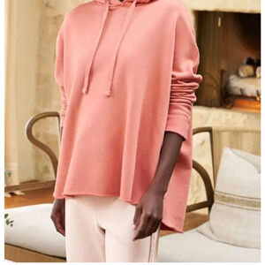 New Frank & Eileen Coral Hooded Fleece Kane Sweatshirt L